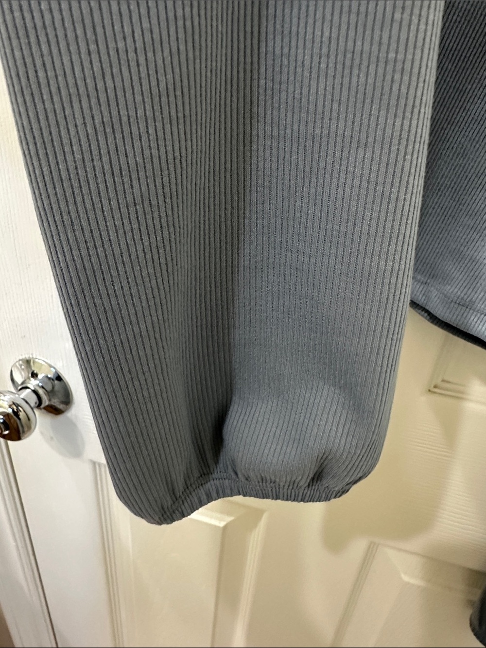 superdown Cropped Ribbed Long-Sleeve Top in Dusty Blue - Picture 4 of 6